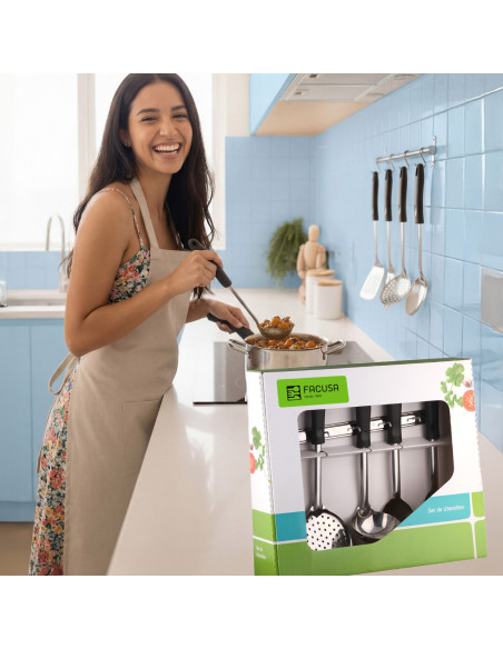 SET DE UTENSILIOS FACUSA NUEVO + COLGADOR X 05 PZAS.