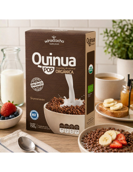 QUINUA POP CON COBERTURA DE CHOCOLATE 150G | Nubelle Perú